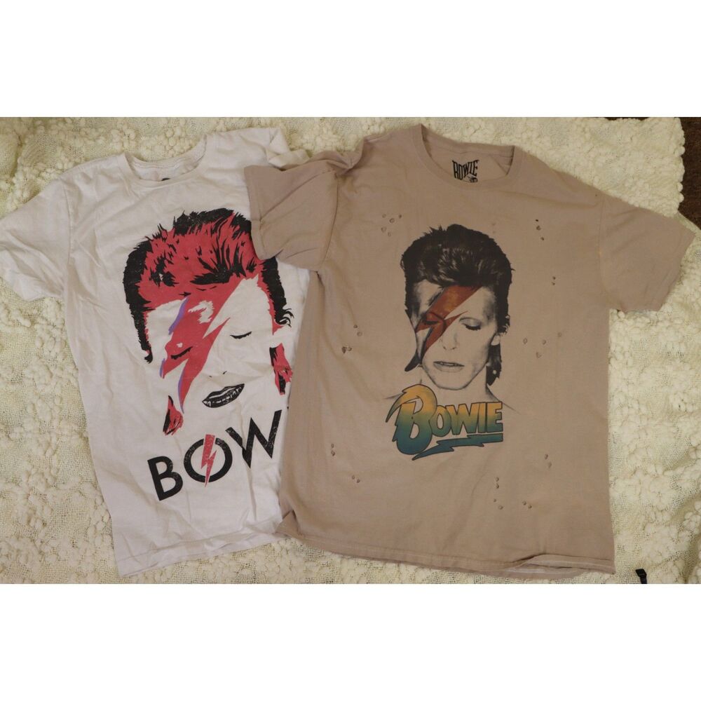 David Bowie T-Shirt Bundle Size Small-Aladdin Sane Graphic Tees(Lot of 2)